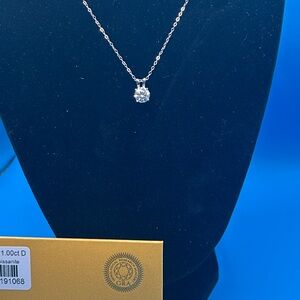 STUNNING classic 925 Sterling Silver 1.0‎ Moissanite Diamond Pendant Necklace